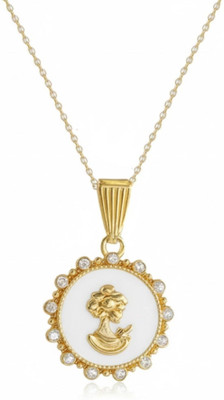 ShringarHouse AD Diamond Cameo Pendant Chain for Women & Girl | Office, Festive, & Daily Wear Gold-plated Alloy Pendant