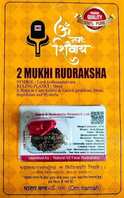 HARIDWARR Original 2 Mukhi Nepali Rudraksha Two Faced Rudraksh With Lab Test Certificate Wood Locket