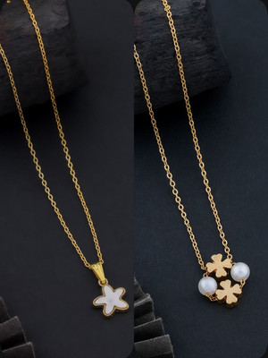 Dressberry Elegant Pack of 2 Necklace Chains – Must-Have Collection Gold-plated Brass Pendant Set