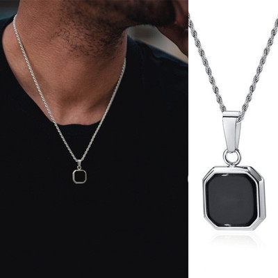 EndlessFashion C 371_JSE-SYF-CUBE Silver Agate Stone Pendant Set