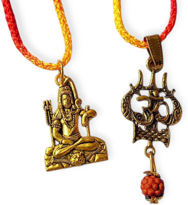 aradhya fashion Shiva Trishul om damroo Mahadev Locket Gold-plated Alloy