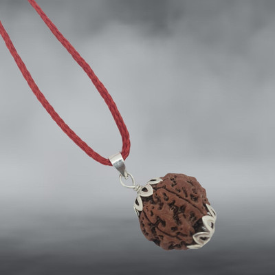 Nirvana Mukhi 4 Mukhi Rudraksha Original Nepali Natural Four Face Rudraksha Silver Beads Brass, Wood Pendant Set