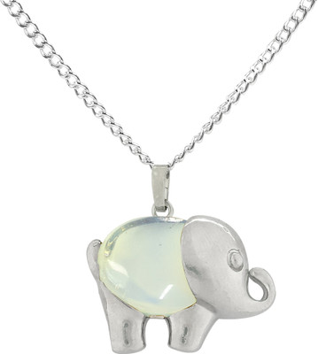 CRYSTU Natural Opalite Crystal Stone Elephant Frame Pendant/Locket With Chain (Unisex) Crystal Pendant