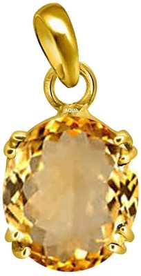 AQUAGEMS Citrine (Sunehla) 3.25 Ratti or 3 Ct Panchdhatu (5 Metal) Men and Women Gold-plated Alloy Pendant