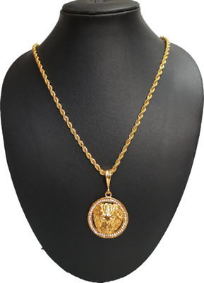 Aviate Lion Round Diamond & Rasha chain Gold-plated Diamond Alloy Pendant Set