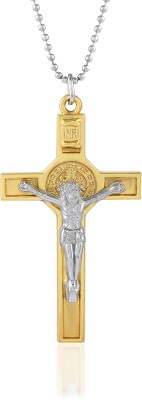memoir Brass Dual colour plated Christian Jesus Cross Crucifix pendant Gold-plated Brass Pendant