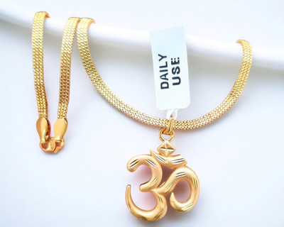 SAPNAPALACE OM Gold 22k Pendant with Gold Chain Gold-plated Brass Pendant Set