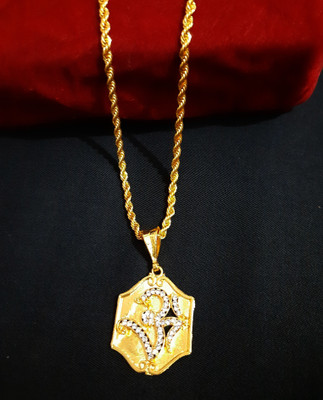 JIYANSHI ENTERPRISE Om Golden & Rasha Chain Gold-plated Diamond Alloy Pendant Set