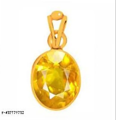 ZUTAKE 4.25 To 21.25 Ratti Pukhraj Stone Gold Plated Pendal For Men And Women Brass Pendant