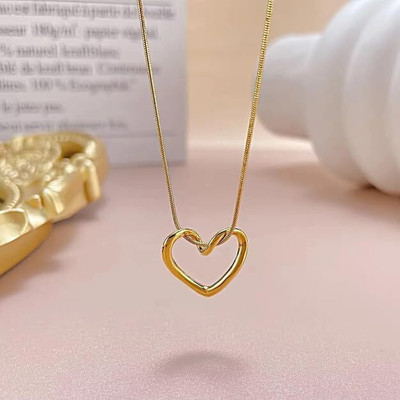 MARMORIS ECOM Anti Tarnish Open Heart Waterproof Pendant Hollow Necklace for Girls & Women Gold-plated Stainless Steel Pendant
