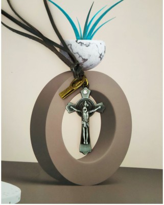 Shiv Jagdamba Religious Lord Jesus Christ Cross Pendant Necklace Rhodium Metal, Leather Pendant