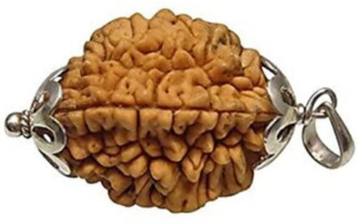HAPPY CREATION 2 Mukhi Rudraksha Nepali Two Mukhi Rudraksha Original with capped Wood Pendant