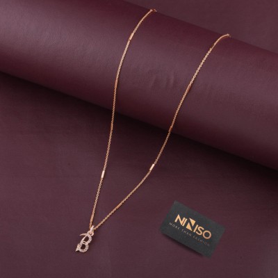 NINISO Alphabet Letter B Rhodium Cubic Zirconia Alloy Pendant Set