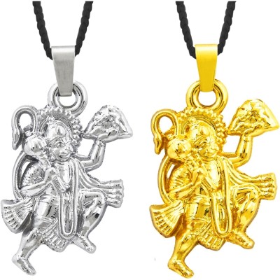 pompeo Lord Hanuman Combo Gold-plated, Rhodium Alloy Pendant Set