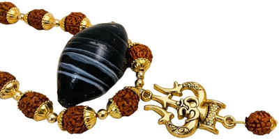 anilStore Locket Puchmukhi Rudraksha Mala Gold - Plated with Shaligram Shila Stone Gold-plated Brass Locket