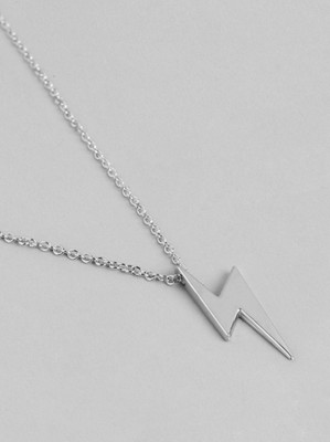 Harsh Enterprises Unisex Flash Shaped Pendant With Chain Silver Stainless Steel Locket