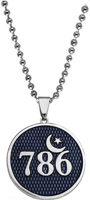 AFH 786 Allah Lucky Number Moon & Star with stainless Steel Chain Grey Pendant Metal Pendant