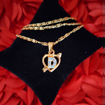 Shiv Jagdamba English Alphabet Initial Charms Letter Initial D Alphabet Gold-plated Crystal, Brass Pendant