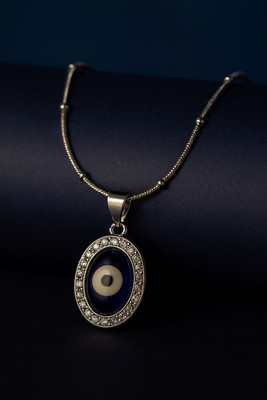 KedarCraft 925 Sterling Silver Evil Eye Pendant Necklace for Women Rhodium Cubic Zirconia Sterling Silver Pendant Set