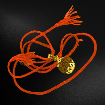 Fine Creation 7 Mukhi 7 Faced Nepali Rudraksha with Pandant Natural & Certified Gold-plated Wood Locket