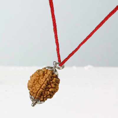 AllenDazzy Unique & Effective Two Mukhi Rudraksha 2 Faced Rudraksha For Men & Women Silver Wood Pendant