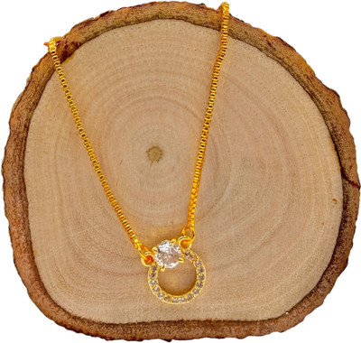 Charms ANTI-TARNISH STERLING SILK CHAIN NECKLACE FOR WOMEN & GIRLS Gold-plated Alloy Locket Set
