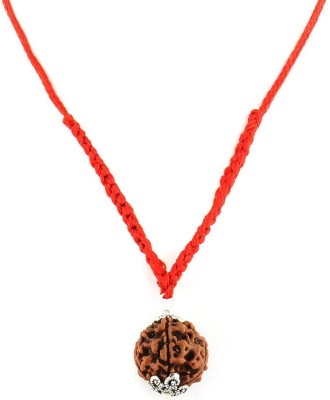 HAPPY CREATION 6 Mukhi Nepali Rudraksha Silver Wood Pendant