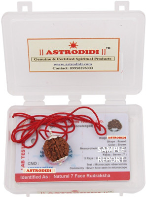 Astrodidi 7 Mukhi Rudraksha With Lab Report Silver Wood Pendant