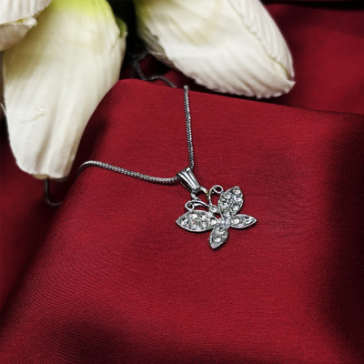 MyFlips Silver Trendy Pendant for Women And Girls Sterling Silver Zircon Alloy Pendant