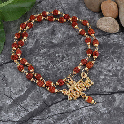 Raviour Lifestyle Lifestyle Pendent Mahakal Trishul in Gold-plated Cap Mala (Brass) Brass Pendant Set
