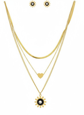 PARMONAS Stainless Steel Gold-plated Gold, Black Jewellery Set(Pack of 1)