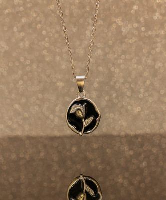 SHANKH-KRIVA Silver Diamond Metal Pendant Set