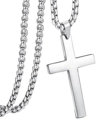 M Men Style Religious Lord Jesus Crusifix Cross Sterling Silver Stainless Steel Pendant