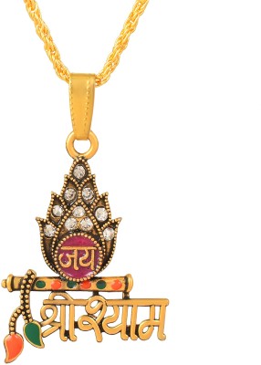 morir Gold Plated Embellished With CZ Jai Shree Shyam Khatu Shyam ji Locket Pendant Gold-plated Cubic Zirconia Brass Pendant