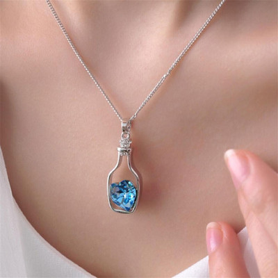 Riingzinee Bottel Pink Heart Necklace Pendant for Boy Stainless Steel Locket