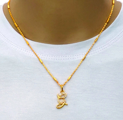 CLONEO G name Pendant alphabet letter pendant with Gold Chain for Girls & Women Gold-plated Alloy