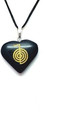 AIR9999 Natural Black Tourmaline cho ku rei symbol engraved heart Crystal Crystal Pendant