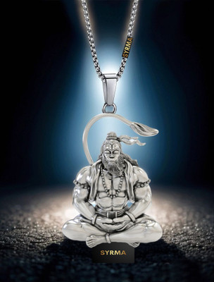 syrma Hanuman Pendant/Locket for Men and Women, Hanuman Bhagat Locket Silver Stainless Steel Locket