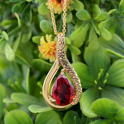 KUSHMIWAL GEMS 7.25 Ratti 6.25 Crt AA++ Quality Natural Ruby Manik Ashtadhatu Pendant Gold-plated Ruby Brass Pendant