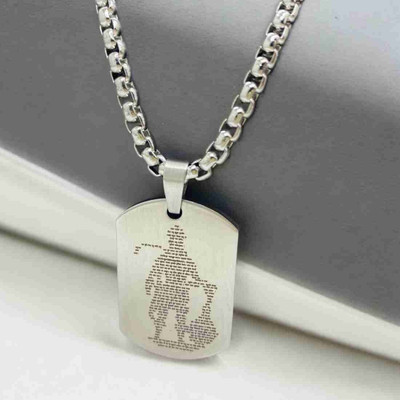 Malas Collection Stylish Engraved Stainless Steel Dog Tag Pendant Necklace Brass Brass Locket Set