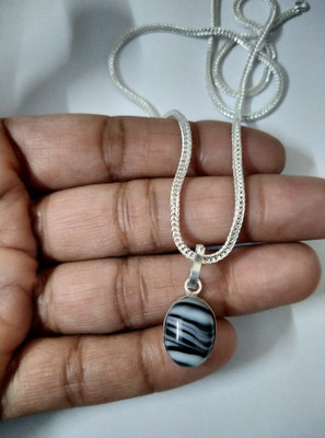 JeWell 830 Silver Onyx Silver Locket Set