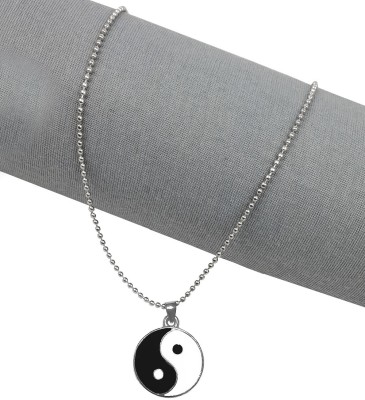 kripalu Round Taoism Yin Yang Tai Chi Day Night Fengshui Pendant Locket Chain Necklace Stainless Steel Pendant Set