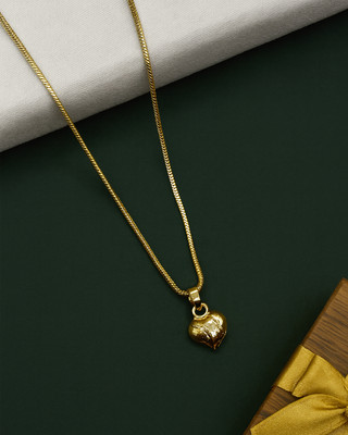 RANEM Trendy Gold Heart Pendant Chain for Women & Girls | Daily Wear Jewellery Gold-plated Metal Pendant