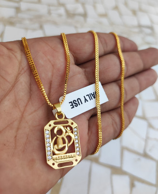 privyani Aum pendent 91with 2line chain Gold-plated Brass Pendant Set