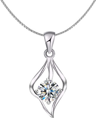 HighSpark 925 Silver Stylish Dew Drop Pendant & Chain Cubic Zirconia Silver Pendant