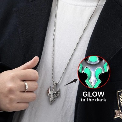 ROOTWAVE Bull Helmet Pendant Glow-In-The-Dark Glowing Radium Locket Jewelry Men Silver Stainless Steel, Sterling Silver Pendant