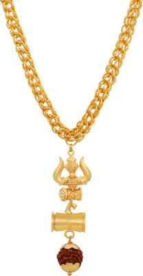 Charms Trishul Inspired Panch Mukhi Rudraksh With Chain Gold-plated Alloy Locket Set