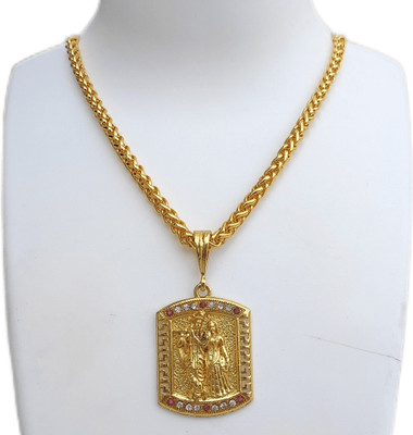 D D FASHION Radha Krishna pandal Locket with Chain for mens and boys Gold-plated Alloy Pendant Set