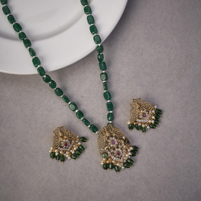 Opal Touch Brass Gold-plated Red, Green, White Jewellery Set(Pack of 2)