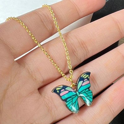 AVR JEWELS Blue Black Charm Necklace (Golden) Gold-plated Alloy Pendant